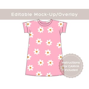 Mock up girls summer dress, Kids summer dress mockup, Girls summer dress overlay, Short sleeve dress overlay, Mockup kids dress, mock up png