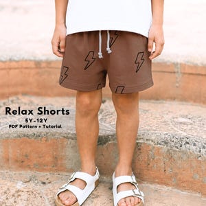 Patrón de costura para pantalones cortos informales para niños, Patrón de pantalones cortos relajados para niños, Patrón de pantalones cortos relajados para niños, Patrón de costura para pantalones cortos de niños, Pantalones cortos para niños