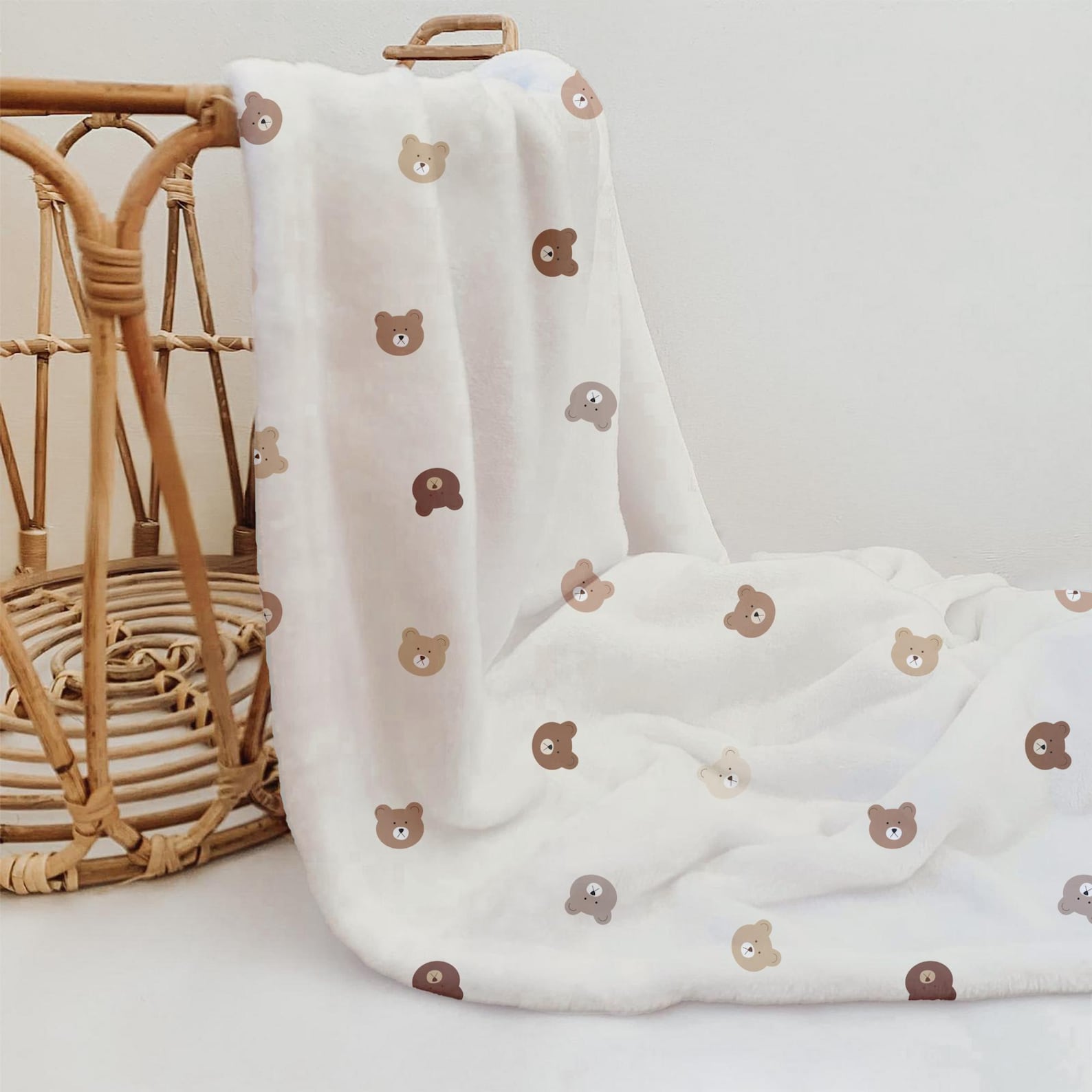 Teddy Bear Seamless Pattern, Bear Face Seamless Pattern, Neutral Bear ...