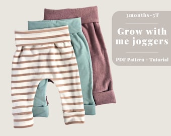 Baby- und Kinderhosen-Schnittmuster PDF, Grow with me-Hosenmuster, Baby-Hosenmuster, Grow with me-Hosen, Baby- und Kinderhosen-Muster