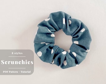 Scrunchie sewing pattern, Scrunchie with bow sewing PDF pattern, Pony tail scrunchie, Bunny ear scrunchie, Bow scrunchie PDF sewing pattern