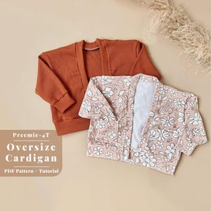 Oversize Cardigan sewing pattern for baby, Baby cardigan sweatshirt sewing pattern, Cardigan baby sewing pattern, Toddler cardigan pattern