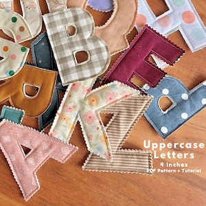 PDF 4&quot; fabric letter or name banner, Fabric letter banner pattern, Fabric letter garland, Fabric name garland, Fabric garland, Fabric letter