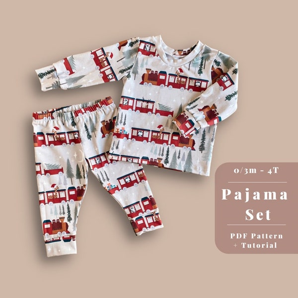 Kids Pajama Pattern, Kids pajama sewing pattern, Baby pajama pattern, Toddler Pajama sewing pattern, Easy pajama pattern, Christmas Pajamas