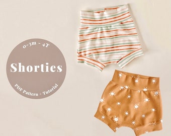 Baby shorts pattern, Shorties pattern, Easy baby shorts pattern, Bummies pattern, kids shorts sewing pattern, Easy shorts pattern PDF