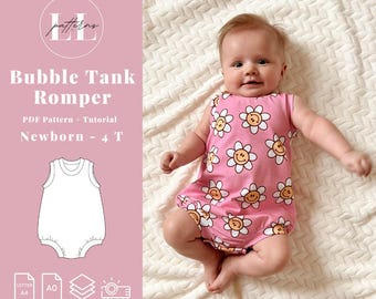 Bubble tank romper voor baby, patroon baby bubble tank romper, baby bubble romper, bubble romper patroon, patroon baby bubble romper, romper