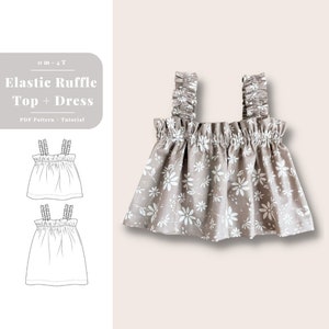 Baby top + dress pattern, Baby ruffle top pattern, Summer top pattern, Toddler top sewing pattern, Baby top pattern, Top + dress pattern