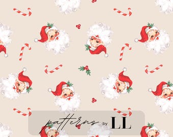 Vintage Christmas Classic Santa Seamless Pattern, Vintage Santa seamless pattern, Vintage Christmas Santa print, Vintage Santa seamless file