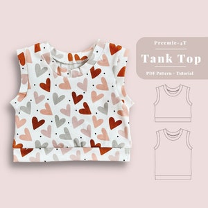 Baby tank top pattern, Tank top sewing pattern, Girls tank top pattern, Kids tank top pattern, Baby tank top, Easy baby pattern, Tank top