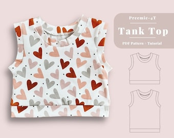 Baby tank top pattern, Tank top sewing pattern, Girls tank top pattern, Kids tank top pattern, Baby tank top, Easy baby pattern, Tank top