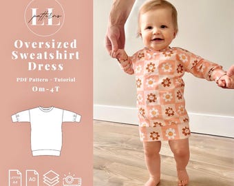 Long sleeve Shirt Dress Pattern for Baby Girl, Girl Long Sleeve Shirt Dress Pattern, Baby Long sleeve Dress Pattern, Baby Girl Dress Pattern