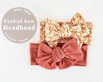 Baby boog PDF patroon, baby boog hoofdband naaipatroon, grote boog hoofdband patroon, Bow stretch hoofdband PDF patroon, grote boog hoofdband patroon