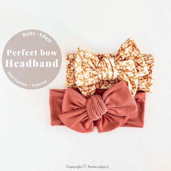 Baby bow PDF pattern, baby bow headband sewing pattern, big bow headband pattern, Bow stretch headband PDF pattern, big bow headwrap pattern