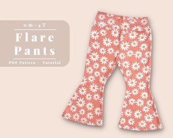 Baby flare pant sewing pattern, Baby flared pants pattern, Flared pants pattern for baby, Baby flare pants, Flare pants pattern, Flared pant