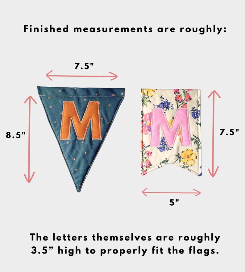Happy Birthday letter banner sewing pattern, Flag letter banner pattern, Fabric flag banner, Fabric flag letter banner, Letter flag banner image 5