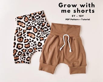 Kids sewing pattern for grow with me shorts, Grow with me shorts kids pattern, Kids grow with me shorts, Grow with me shorts, Kids shorts