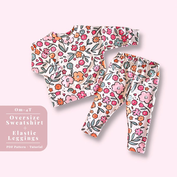 Baby outfit sewing pattern, Baby sewing pattern, Baby outfit pattern, Baby girl outfit pattern, Girls outfit pattern, Baby leggings outfit