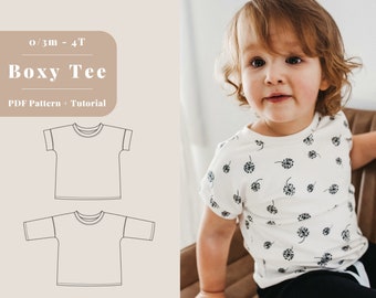 Einfaches T-Shirt-PDF-Muster, Kinder-Shirt-Schnittmuster, Kurzarm-Shirt-Muster, Baby-T-Shirt-Muster, Baby-T-Shirt-PDF-Muster, Hemd-Muster