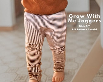 Grow with me pants for baby - kids sewing pattern, Grow with me pants pattern, Grow along pants pattern, Grow with me pants, Grow along pant