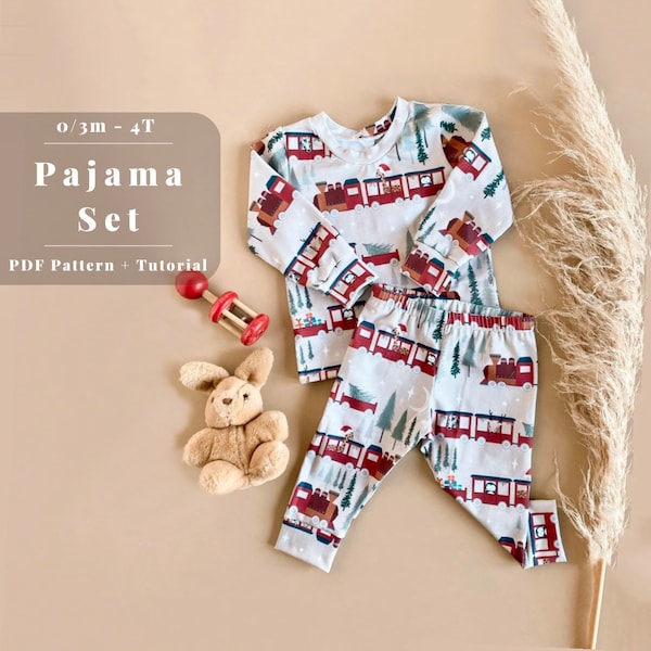 Baby and Toddler Pajama Pattern, Baby pajamas pattern, Toddler Pajama sewing pattern,  Baby PJs pattern, Baby pajamas, Baby sewing pattern