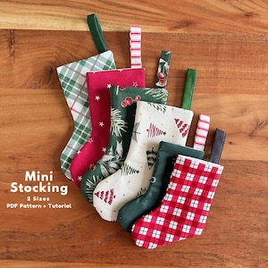 Patrón de costura para mini calcetín navideño, mini calcetín para Navidad, patrón para envolver tarjetas de regalo navideñas