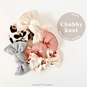 Baby bow pattern in 2 sizes, Hair bow PDF pattern, Baby bows PDF sewing pattern, Baby knot hair bow pattern, PDF baby knot, bow sew pattern