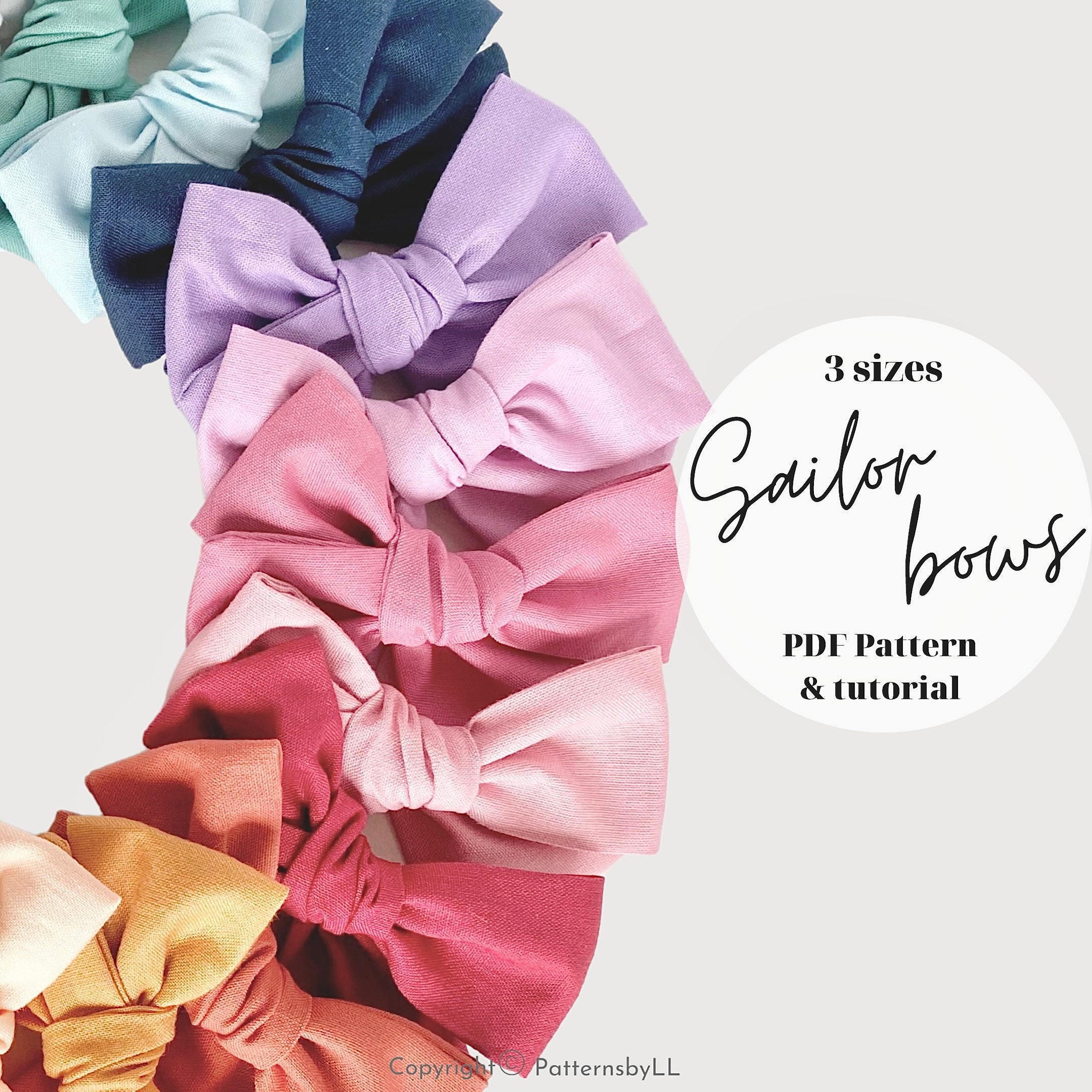 Pinwheel hair bow pattern 3 Sizes Hair bow sewing pattern Etsy