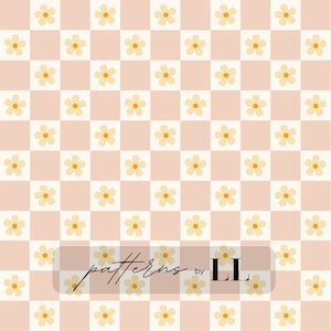 Pink floral checker seamless pattern, Checker seamless pattern, Pink checker seamless pattern, Checker seamless file, Floral checker print