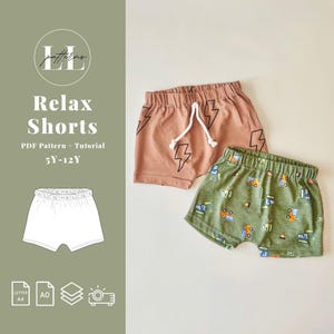 Boys and Girls Elastic Shorts Sewing Pattern, Boys shorts sewing pattern, Easy kids shorts pattern, Kids shorts sewing pattern, Boys Shorts