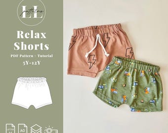 Boys and Girls Elastic Shorts Sewing Pattern, Boys shorts sewing pattern, Easy kids shorts pattern, Kids shorts sewing pattern, Boys Shorts