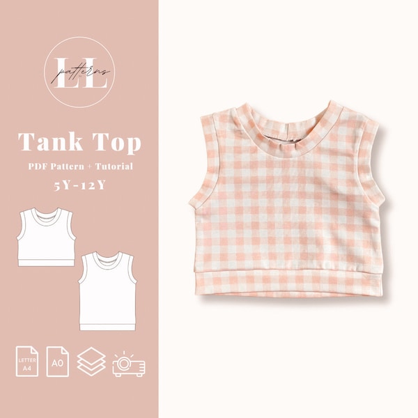 Easy kids tank top pattern, Kids tank top pattern, Summer tank top pattern, Kids tank top, Tank top pdf pattern, Kids tank pattern, Tank top