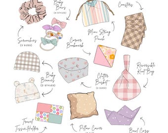 10 Sewing Patterns for Gifts Bundle, Sewing Pattern Gifts, DIY Sewing Pattern Gifts, Gift Bundle Sewing Patterns, Sewing Patterns for Gifts