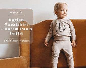Patrón de ropa para bebés y niños pequeños, patrón de costura fácil para sudadera de bebé, patrón de sudadera para niños, patrón de costura para ropa de bebé, sudadera para niños