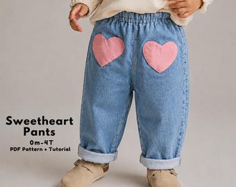 Girls Everyday Essential Pants Sewing Pattern, High-Waisted Girls Pants Pattern, Toddler Girls Pants Sewing Pattern, Girls Pants PDF Pattern
