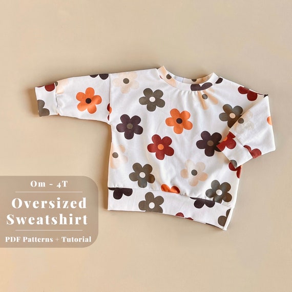 Oversized Sweatshirt Pattern for baby, Oversized sweatshirt sewing pattern, Baby sweatshirt pattern, Easy sweater pattern, Baby sweatshirt