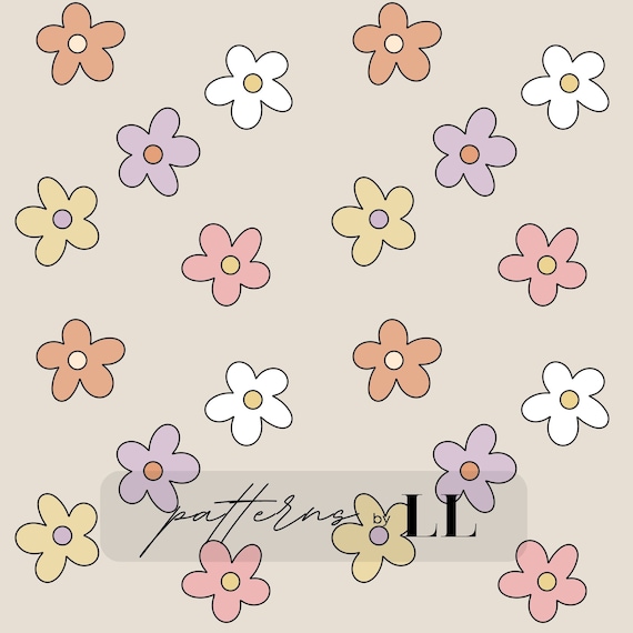 Spring Floral Seamless Print, Spring floral seamless pattern, Retro floral print, Retro floral pattern, Spring flower print, Flower print