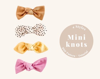 Mini knot bows sewing pattern, Easy hair knot bow PDF sewing pattern, knotted bow digital sewing pattern, knot bow headband sewing pattern