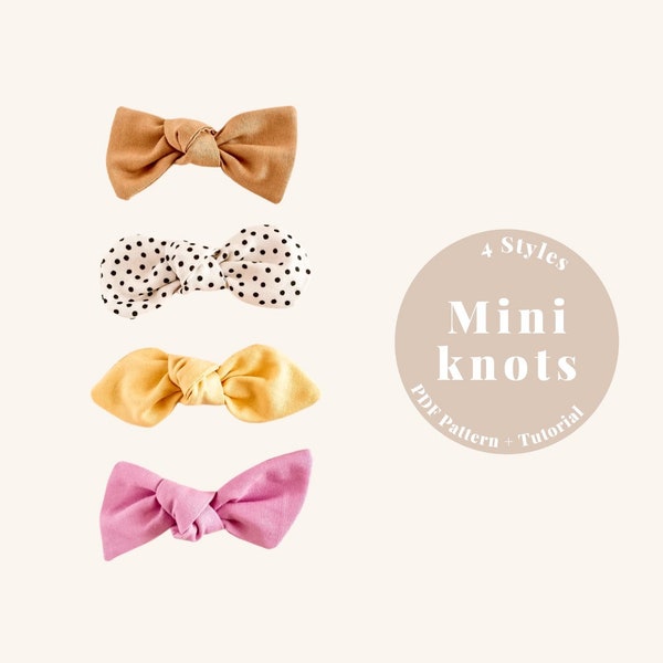 Mini knot bows sewing pattern, Easy hair knot bow PDF sewing pattern, knotted bow digital sewing pattern, knot bow headband sewing pattern