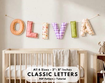 LETTER BANNER TUTORIAL, All Sizes fabric Letter Banner Pattern Tutorial, Alphabet Letter Banner Pattern, Letter Banner, Name Banner Pattern