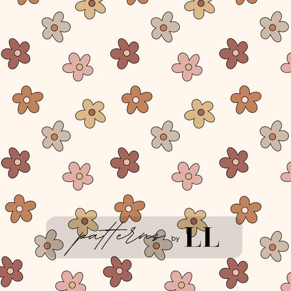 Fall Floral Seamless Print, Floral seamless pattern, Fall Retro floral print, Retro floral pattern, Fall floral seamless print, Fall floral