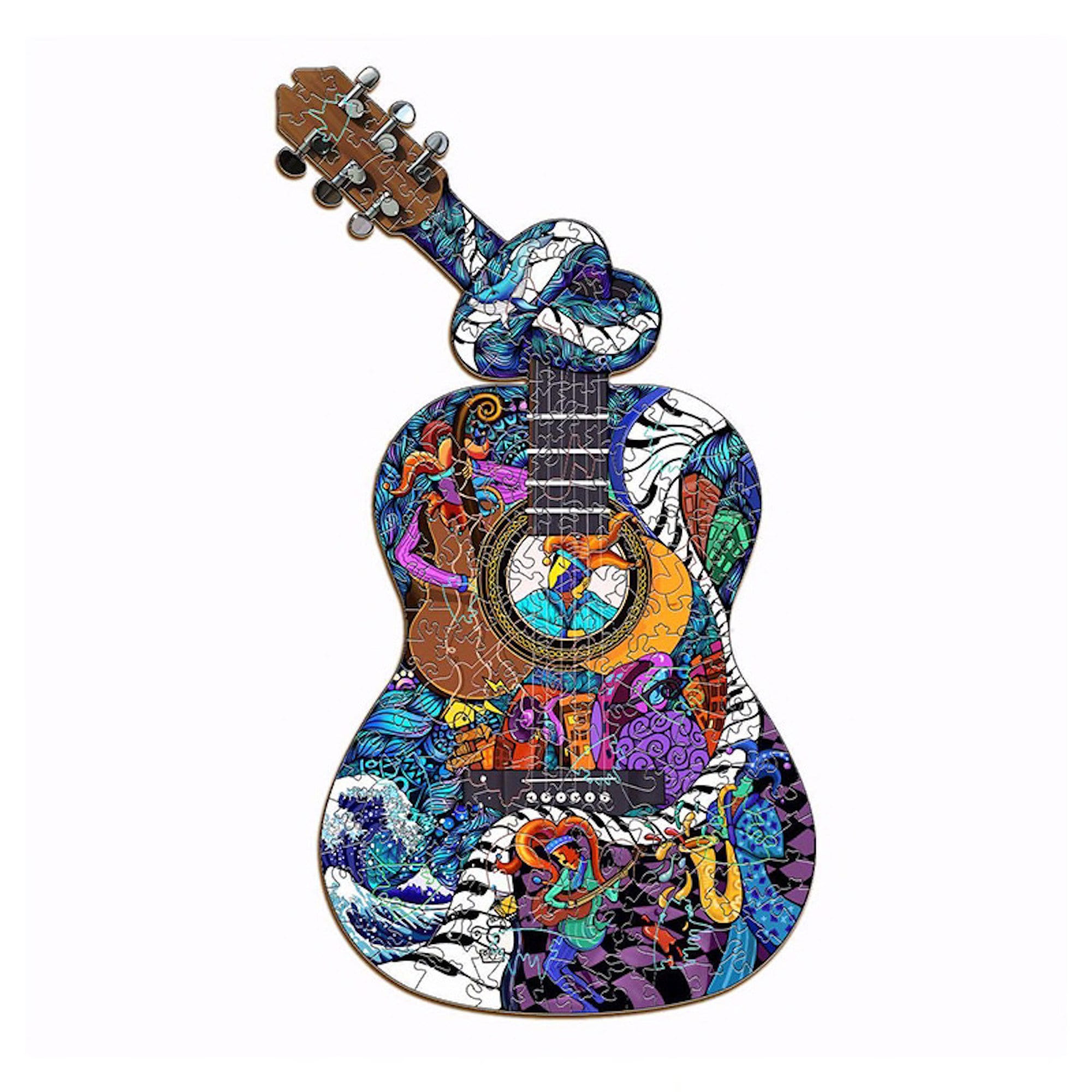Guitar Jigsaw Puzzle 3D Wooden Puzzle Family Table Game Etsy