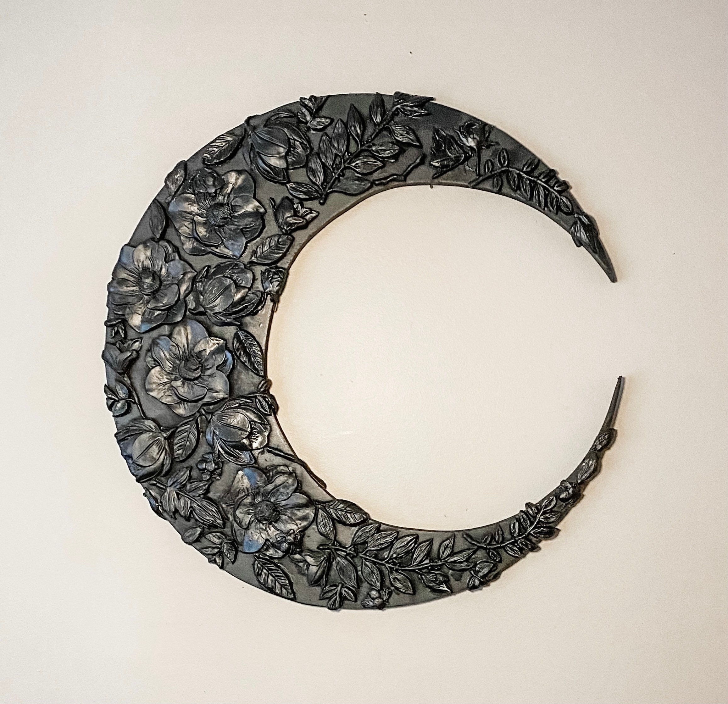 Handmade Floral Crescent Moon Wall Decor Farmhouse Boho Etsy