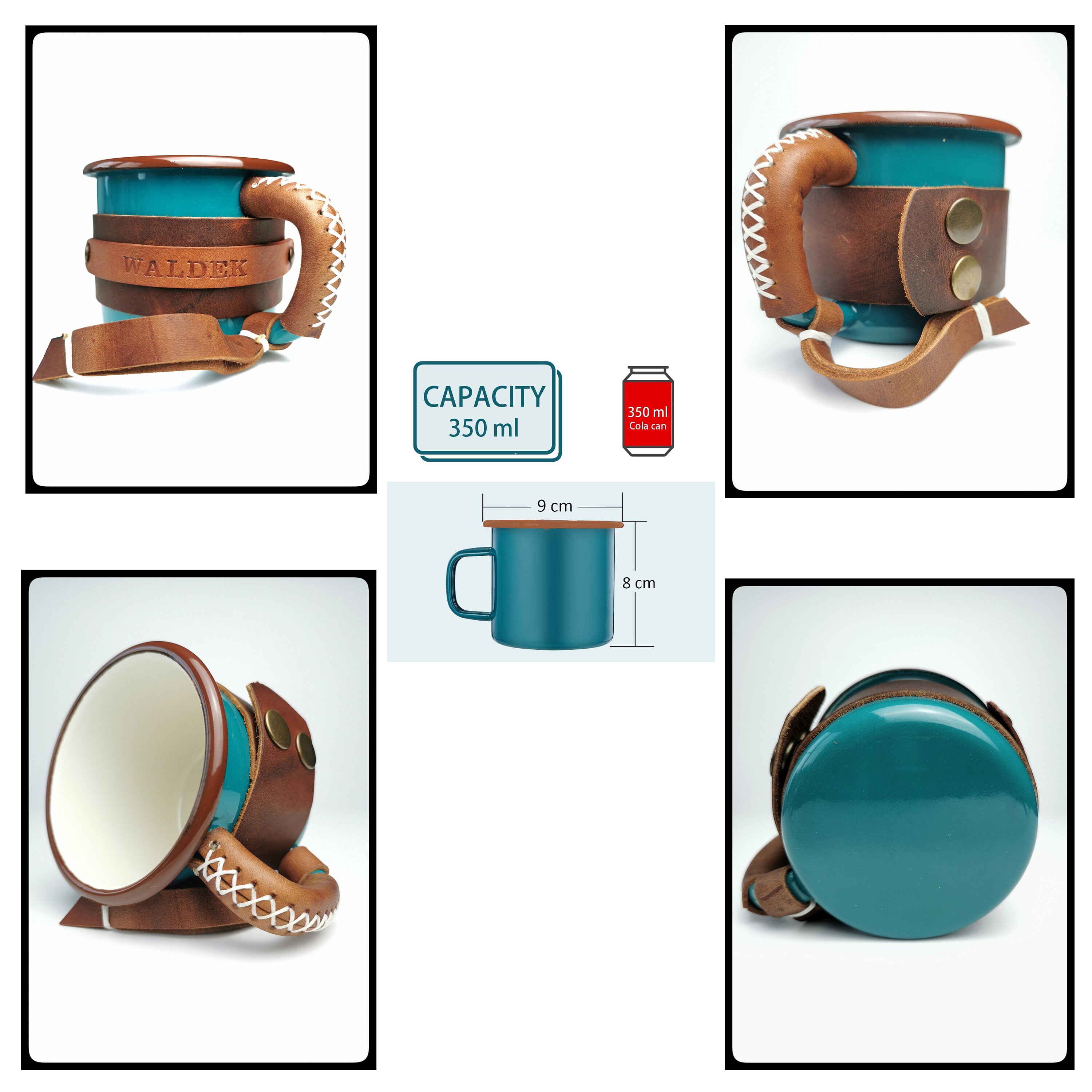 Enamel Mug Personalised Leather Cover Coffee Mug Camping Mug Etsy