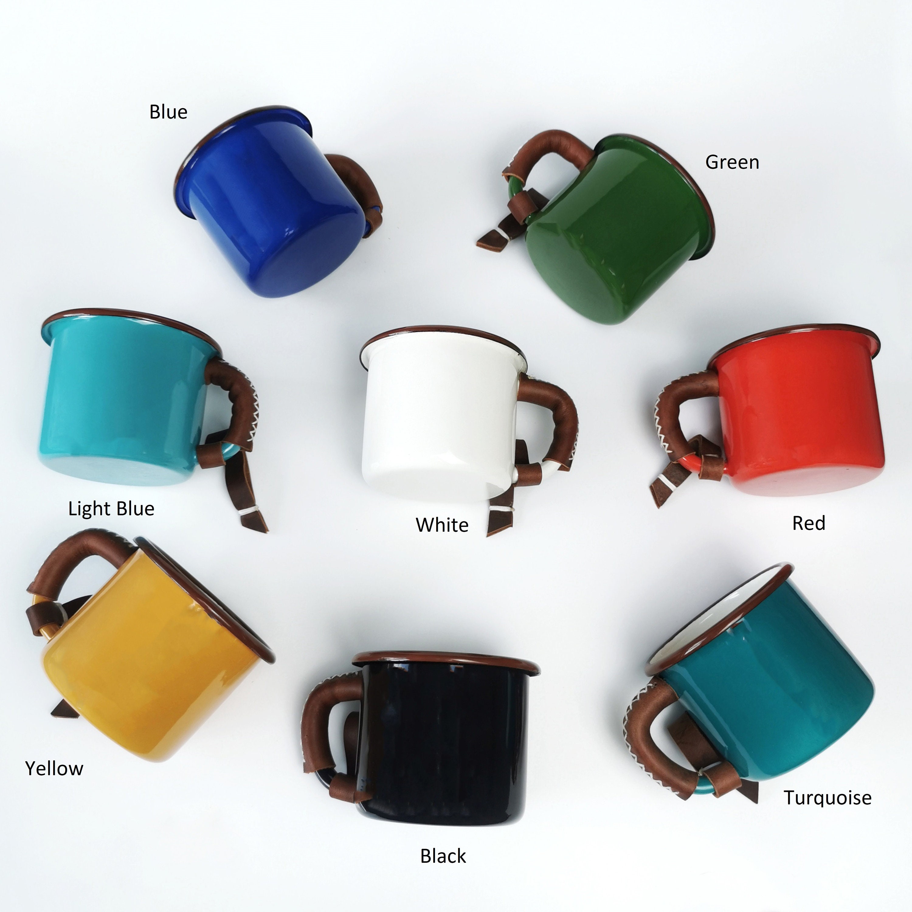 Enamel Mug Personalised Leather Cover Coffee Mug Camping Mug Etsy