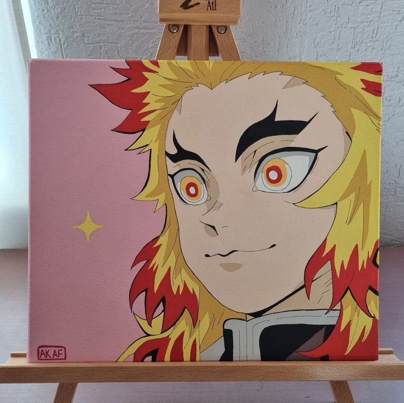 Demon Slayer Acrylic Painting Rengoku Kyoujurou Etsy