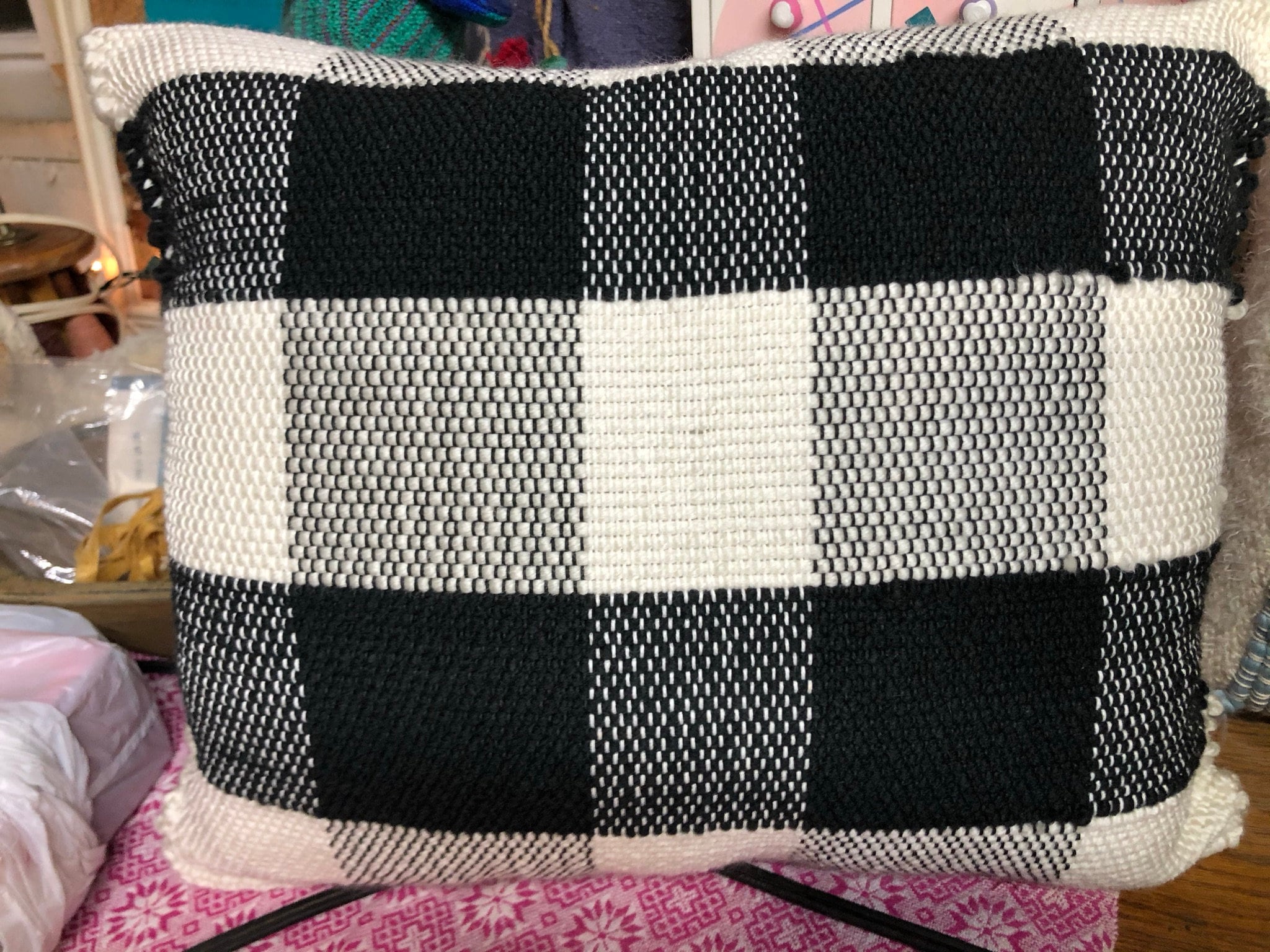 Black and white checkered pillow Etsy