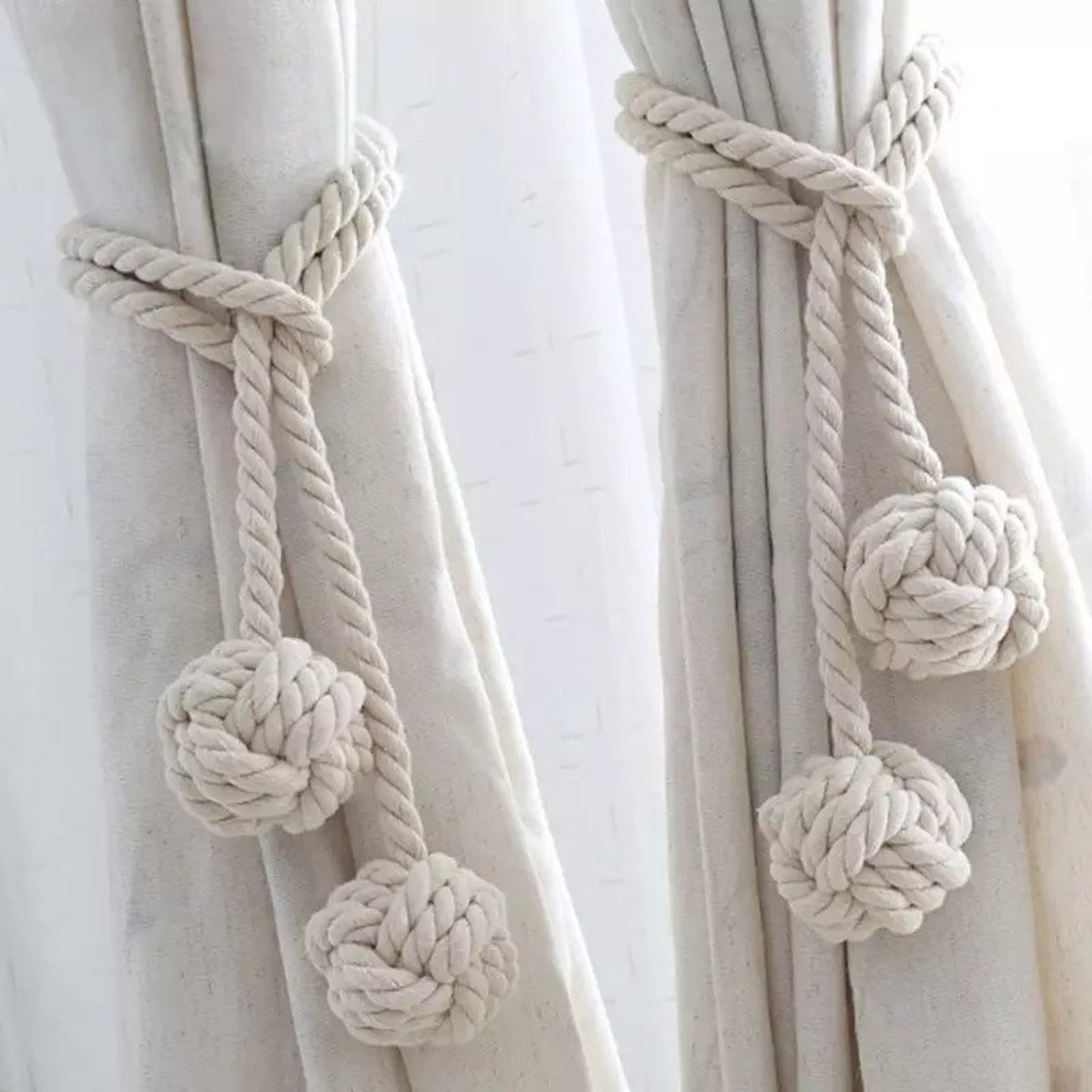 Rope twist knot curtain tie back Scandi/Boho/Neutral decor Etsy