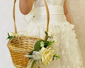 Panier de demoiselle d'honneur bohème Panier de mariage bohème Panier en osier fille d'honneur bohème