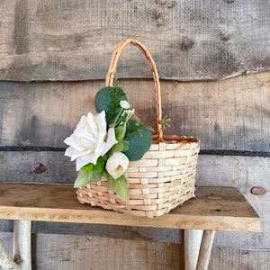 Wicker Wooden Flower girl baskets rustic Willow basket Ivory Wedding basket ideas