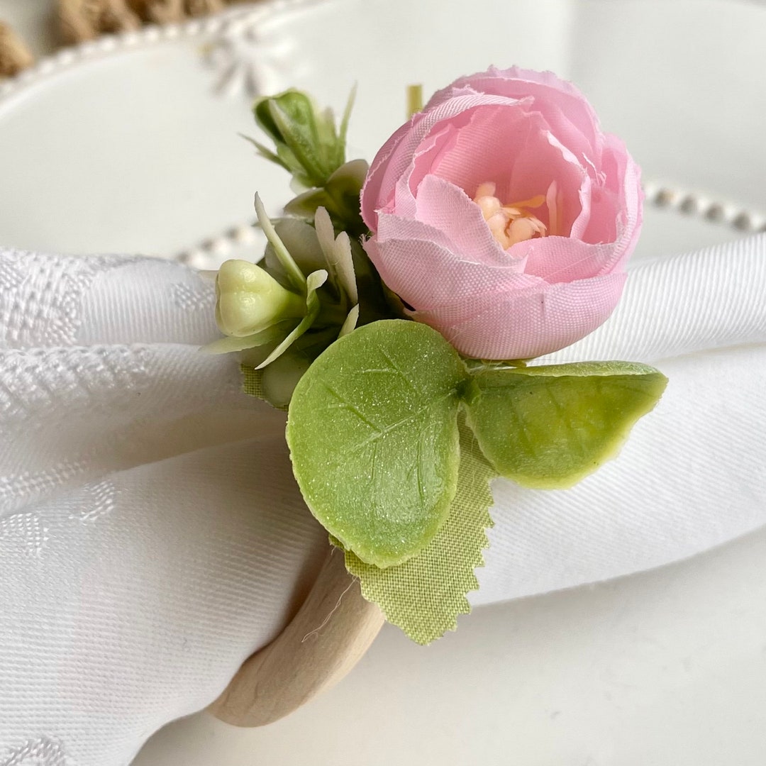 Pink Ranunculus Rustic Napkin Rings Wedding Favours Etsy